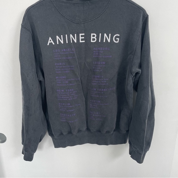 Anine Bing Ramona Stardust Sweatshirt Washed Black Size Small - Picture 8 of 10